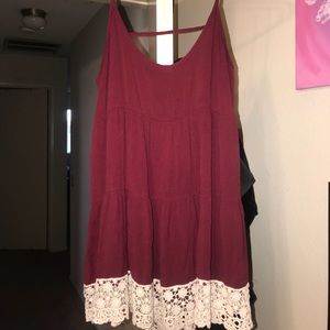 Maroon dress with crochet bottom and open back!